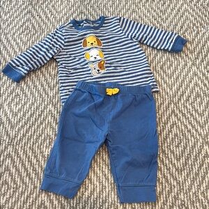 Little Me Blue Striped Puppy Set